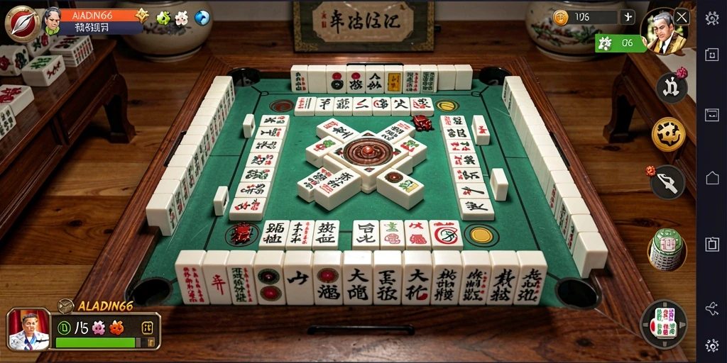 Tampilan permainan ALADIN66 yang menawan dan gameplay Mahjong yang interaktif.