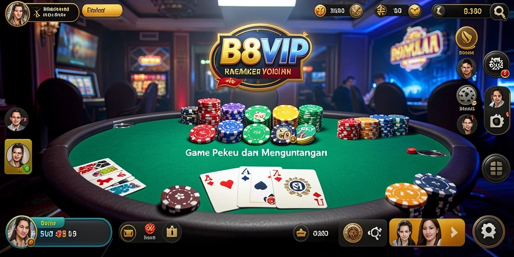 Screenshot gameplay B8VIP menampilkan aksi seru dalam permainan Poker.