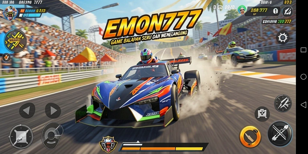 Gameplay menegangkan di lintasan balap yang menarik.