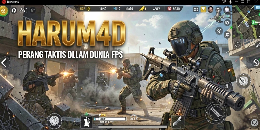 Tampilan seru gameplay FPS di HARUM4D yang mendebarkan.
