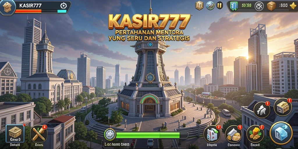 Screenshot gameplay KASIR777 dengan menara pertahanan yang kuat.