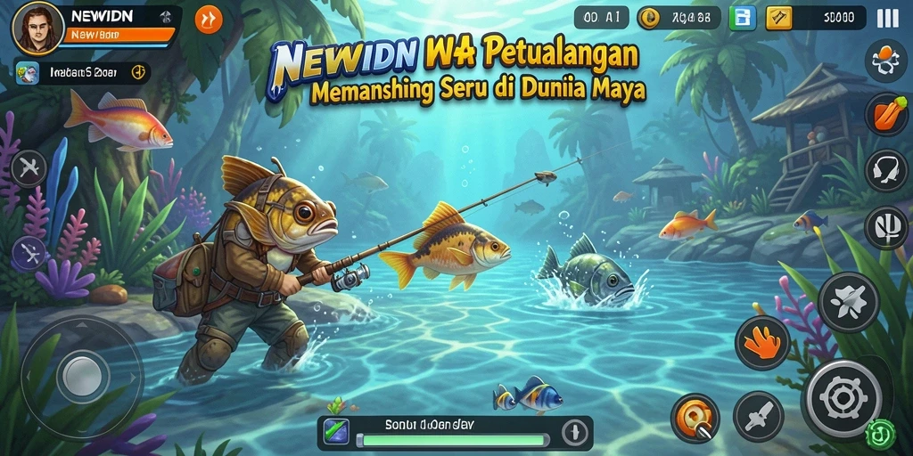 Tampilan utama gameplay NEWIDN yang menampilkan pengalaman memancing seru.