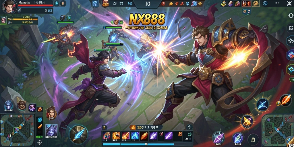 Tangkapan layar menampilkan aksi seru pertempuran dalam NX888 MOBA.