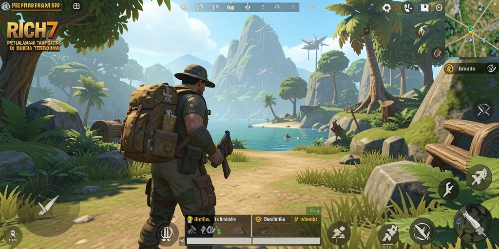 Tampilan gameplay RICH7 yang menakjubkan dalam petualangan dunia terbuka.