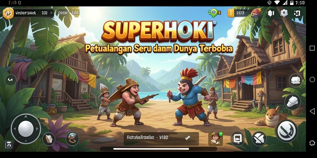 Tampilan gameplay SUPERHOKI yang menampilkan petualangan seru di dunia terbuka.