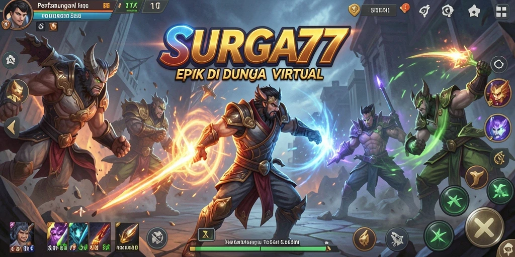 Screenshot menarik pertarungan epik dalam game SURGA77.