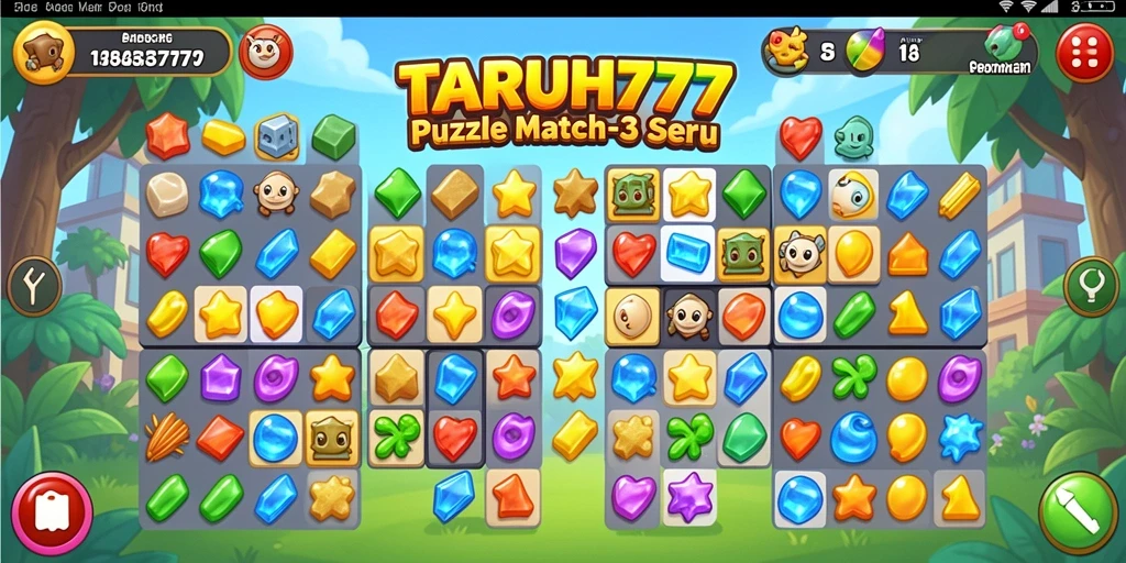 Screenshot TARUH777 menampilkan gameplay seru kombinasi permata.